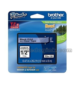 Brother | TZe-131 Laminated Tape | Black on Clear | TZe | 8 m | 1.2 cm