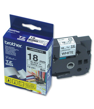 Brother | TZ-241 Laminated Tape | Black on White | TZe | 8 m | 1.8 cm