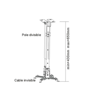 Sunne | Projector Ceiling mount | PRO02S | Tilt, Swivel | Maximum weight (capacity) 20 kg | Silver