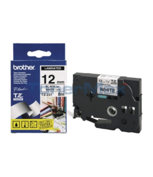 Brother | TZ-231 Laminated Tape | Black on White | TZe | 8 m | 1.2 cm