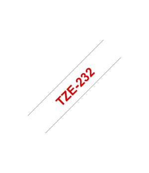 Brother | TZe-232 Laminated Tape | Red on White | TZe | 8 m | 1.2 cm