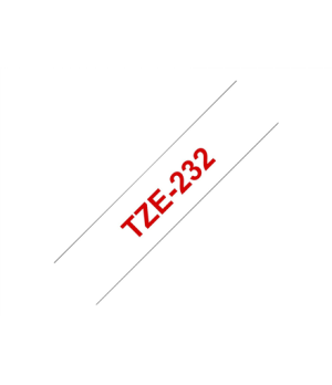 Brother | TZe-232 Laminated Tape | Red on White | TZe | 8 m | 1.2 cm