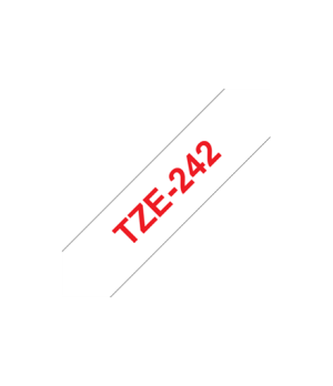 Brother | TZe-242 Laminated Tape | Red on White | TZ | 8 m | 1.8 cm