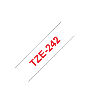 Brother | TZe-242 Laminated Tape | Red on White | TZ | 8 m | 1.8 cm