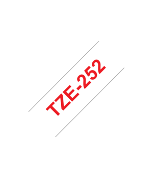 Brother | TZe-252 Laminated Tape | Red on White | TZe | 8 m | 2.4 cm