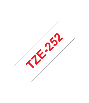 Brother | TZe-252 Laminated Tape | Red on White | TZe | 8 m | 2.4 cm