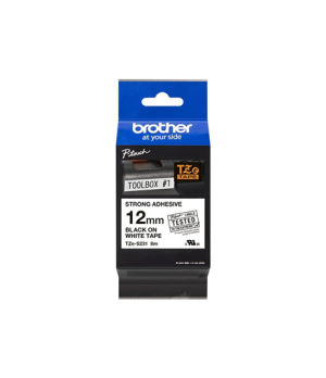 Brother | TZ-S231 Strong Adhesive Laminated Tape | Black on White | TZe | 8 m | 1.2 cm