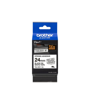 Brother | TZe-S251 Strong Adhesive Laminated Tape | Black on White | TZe | 8 m | 2.4 cm