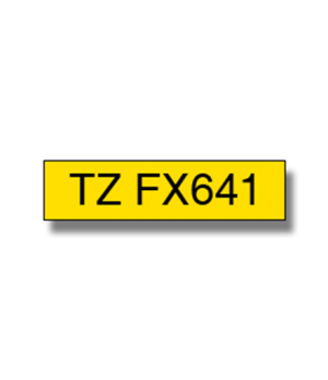 Brother | TZ-FX641 Flexible ID Laminated Tape | Black on Yellow | TZe | 8 m | 1.8 cm