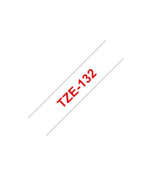 Brother | TZe-132 Laminated Tape | Red on Clear | TZe | 8 m | 1.2 cm