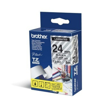 Brother | TZE-151 Laminated Tape | Black on Clear | TZe | 8 m | 2.4 cm