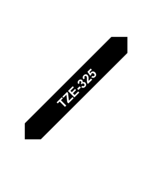 Brother | TZe-325 Laminated Tape | White on Black | TZe | 8 m | 9 cm