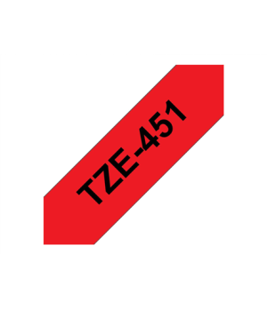 Brother | TZe-451 Laminated Tape | Black On Red | TZe | 8 m | 2.4 cm