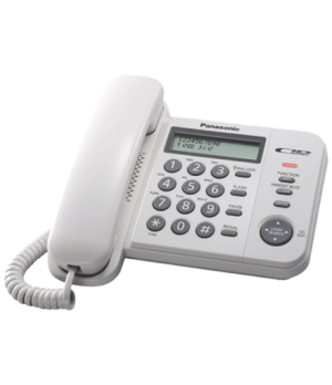 Panasonic | Corded | KX-TS560FXW | Built-in display | Caller ID | White | 198 x 195 x 95 mm | Phonebook capacity 50 entries | 58