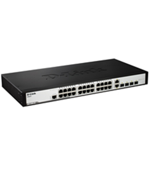 D-LINK DGS-1210-28, Gigabit Smart Switch with 24 10/100/1000Base-T ports and 4 Gigabit MiniGBIC (SFP) ports, 802.3x Flow Control