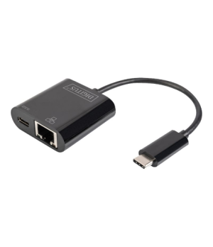 Digitus | USB-Type-C Gigabit Ethernet Adapter + PD with power delivery function | DN-3027 | Black | USB-C port to a Gigabit netw