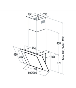 CATA Hood CERES 900 XGWH Wall mounted Energy efficiency class E Width 90 cm 560 m³/h Touch control Halogen White glass