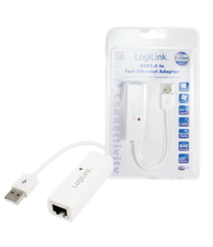 Logilink | Fast Ethernet USB 2.0 to RJ45 Adapter: | 0.115 m | White | USB-A to RJ45