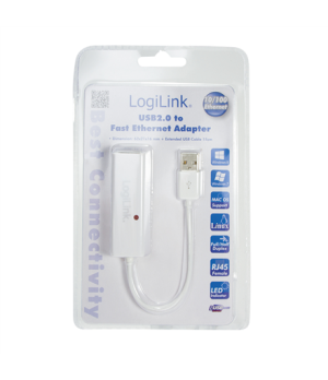 Logilink | Fast Ethernet USB 2.0 to RJ45 Adapter: | 0.115 m | White | USB-A to RJ45