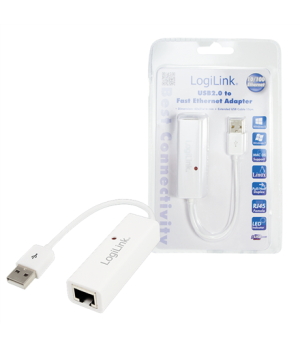 Logilink | Fast Ethernet USB 2.0 to RJ45 Adapter: | 0.115 m | White | USB-A to RJ45