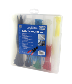 Cable Tie Set, 600pcs., 5 lengths, 1 x cable cutter