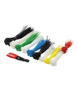 Cable Tie Set, 600pcs., 5 lengths, 1 x cable cutter