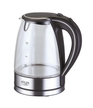 Adler | Kettle | AD 1225 | Standard | 2000 W | 1.7 L | Glass | 360° rotational base | Transparent/Stainless steel