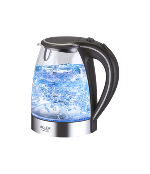 Adler | Kettle | AD 1225 | Standard | 2000 W | 1.7 L | Glass | 360° rotational base | Transparent/Stainless steel