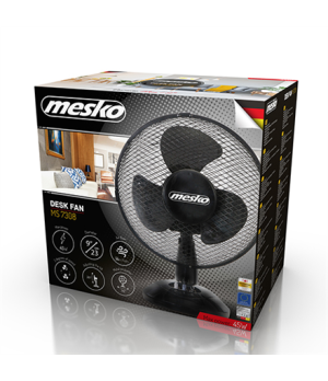 Mesko | Fan | MS 7308 | Table Fan | Black | Diameter 23 cm | Number of speeds 2 | Oscillation | 30 W | No