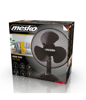 Mesko | Fan | MS 7309 | Table Fan | Black | Diameter 30 cm | Number of speeds 3 | Oscillation | 40 W | No