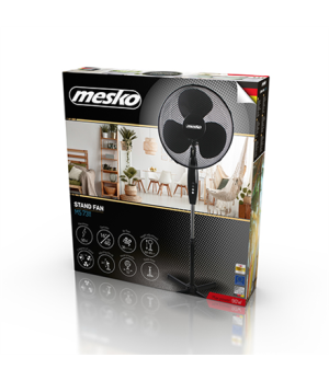 Mesko | Fan | MS 7311 | Stand Fan | Black | Diameter 40 cm | Number of speeds 3 | Oscillation | 45 W | No