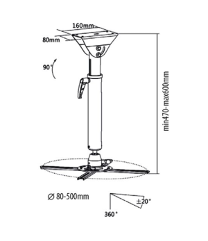 Sunne | Projector Ceiling mount | Turn, Tilt | White