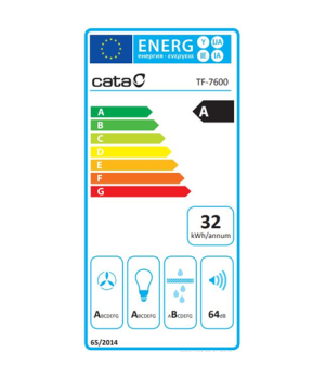 CATA | Hood | TF-7600 GWH | Energy efficiency class A | Telescopic | Width 60 cm | 645 m³/h | Touch control | White Glass | LED