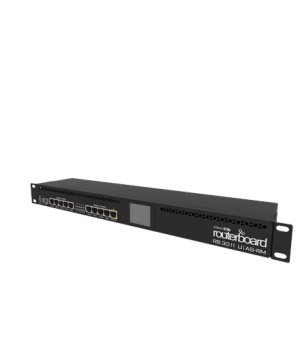 Mikrotik Wired Ethernet Router RB3011UiAS-RM, 1U Rackmount, Dual Core 1.4GHz CPU, 1GB RAM, 128 MB, 10xGigabit LAN, 1xSFP, 1xSeri