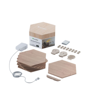 Nanoleaf|Elements Wood Look Hexagons Starter Kit (7 panels)|Cool White + Warm White