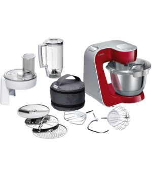 Bosch | MUM58720 | 1000 W | Number of speeds 7 | Bowl capacity 3.9 L | Grey, Red, Stainless