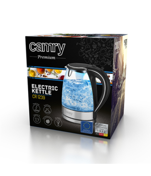 Camry | Kettle | CR 1239 | Electric | 2000 W | 1.7 L | Glass | 360° rotational base | Black