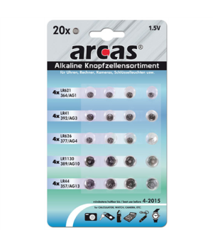 Arcas | AG Set 4xAG1, 4xAG3, 4xAG4, 4xAG10, 4xAG13 | Alkaline Buttoncell | 20 pc(s)