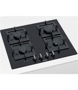 Bosch | PPP6A6B20 | Hob | Gas on glass | Number of burners/cooking zones 4 | Rotary knobs | Black