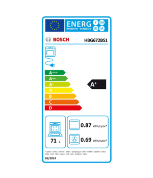 Bosch Oven HBG672BS1 71 L Multifunctional Pyrolysis Rotary and electronic Height 60 cm Width 60 cm Stainless steel