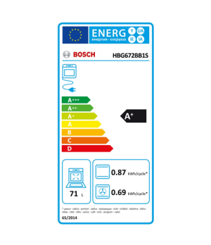 Bosch Oven HBG672BB1S 71 L A+ Electric Pyrolysis Touch plus control ring Height 60 cm Width 60 cm Black