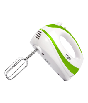 Adler | Mixer | AD 4205 g | Hand Mixer | 300 W | Number of speeds 5 | Turbo mode | White/Green