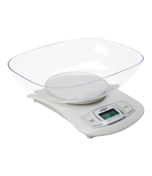 Adler AD 3137 Kitchen scales, Capacity 5 kg , Graduation 1g, Big LCD Display, Auto-zero/Auto-off, Large bowl, White | Adler | Ad