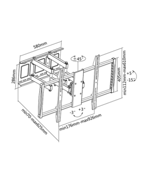 Sunne | Wall Mount | 60-100-EA | 60-100 " | Maximum weight (capacity) 80 kg | Black