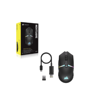 Corsair | Gaming Mouse | NIGHTSABRE RGB | Wireless | Bluetooth, 2.4 GHz | Black