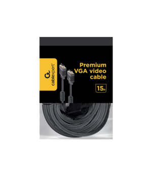 Cablexpert Premium VGA HD15M/HD15M dual-shielded w/2*ferrite core 15M cable Black Cablexpert