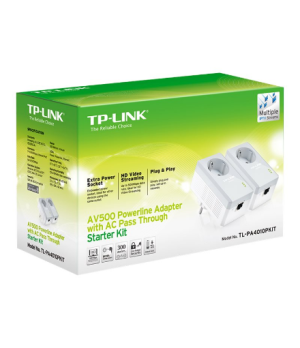 TP-LINK | Passthrough Powerline 600 Starter Kit | TL-PA4010P KIT | 10/100 Mbit/s | Ethernet LAN (RJ-45) ports 1 | Data transfer 