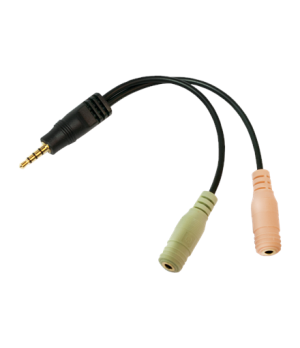 Logilink | Audio jack adapter, 4-pin, 3.5 mm stereo male to 2x 3.5mm female | 0.15 m