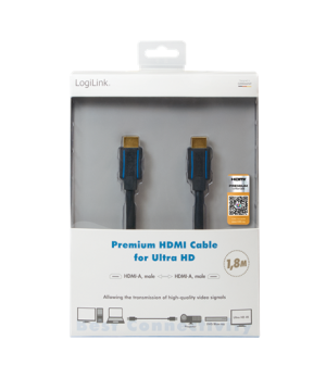 Logilink | Black | HDMI male (type A) | HDMI male (type A) | Premium HDMI Cable for Ultra HD | HDMI to HDMI | 1.8 m