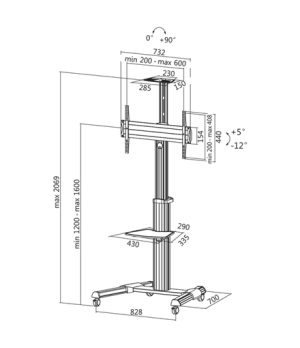 Logilink BP0025 TV stand cart, adjustable TV height, 37–70“, max. 50 kg | Logilink | Floor stand | BP0025 | 30-70 " | Maximum we